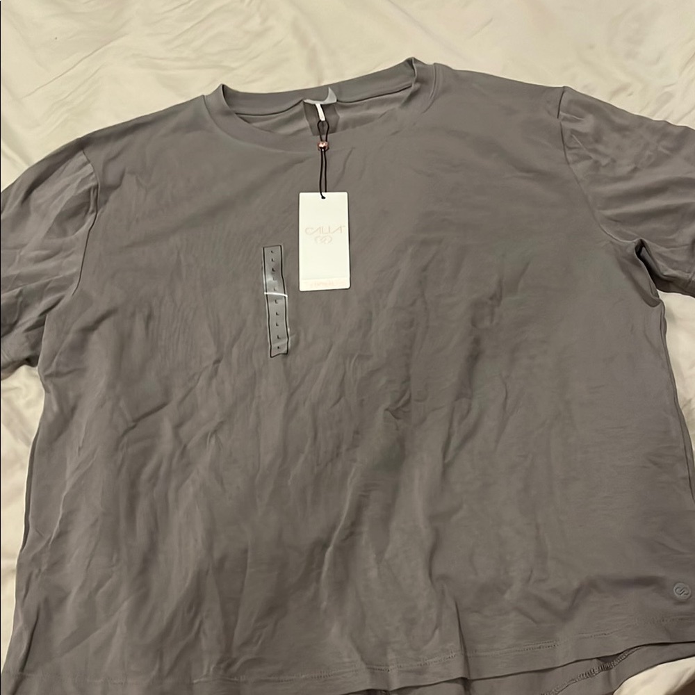 Short-Sleeve Crew Neck Tee in Taupe Gray by Cala